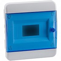 Распределительный шкаф OptiBox P 8 мод., IP41, встраиваемый, пластик, прозрачная синяя дверь |  код. 117943 |  КЭАЗ